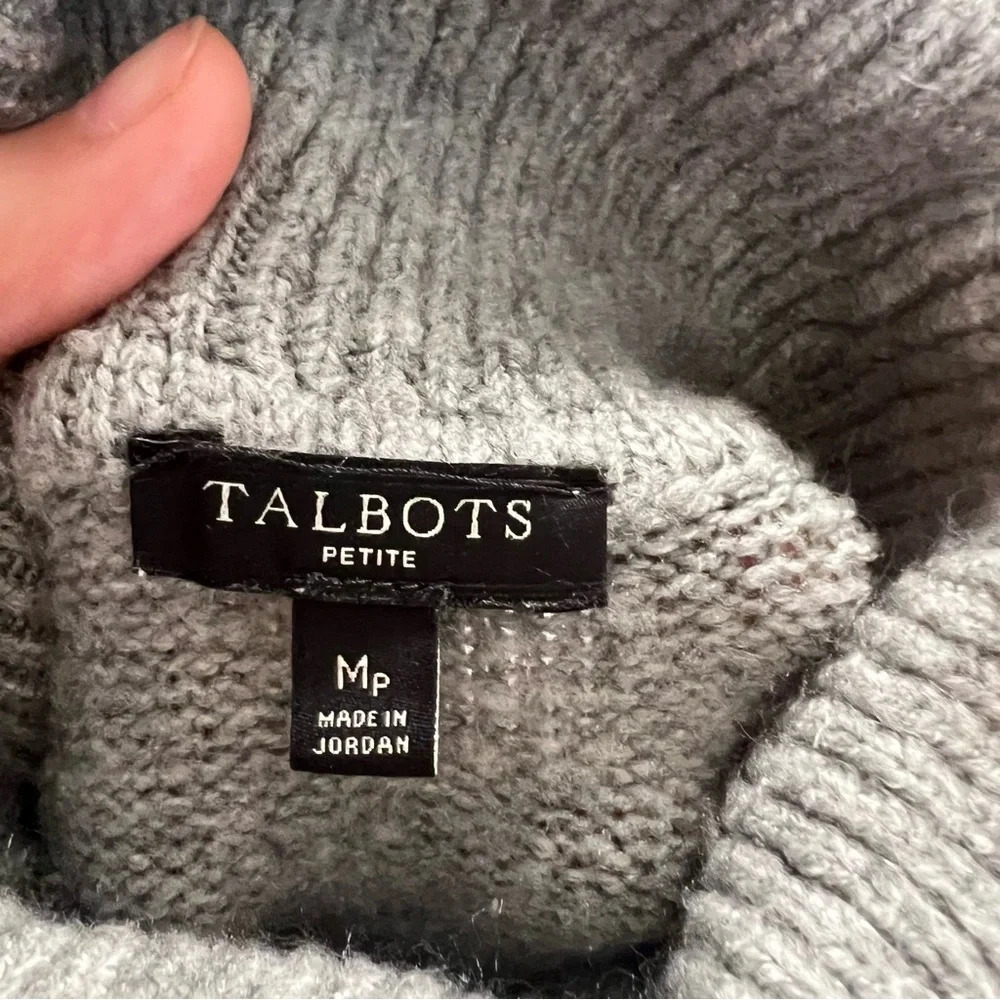 Talbots Gray Fireside Stripe Pullover Turtleneck Sweater Women Medium Petite - Picture 10 of 12